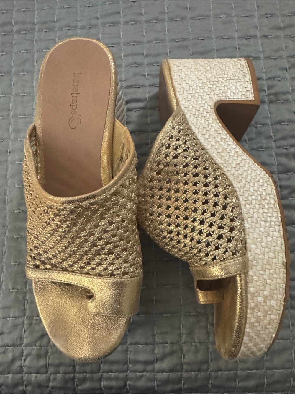 BareTraps Metallic Gold Woven Platform Mules